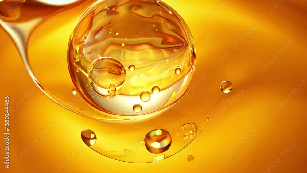 Poster golden essence: capturing the essence of a golden liquid droplet suspended, showcasing its captivati