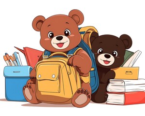 Cute Bears with Backpacks