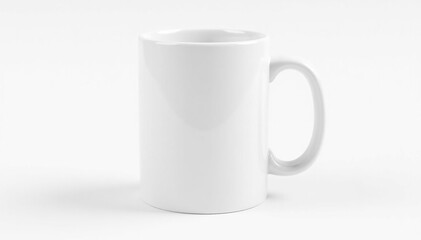 Obraz premium One white ceramic mug isolated on white backdrop, classic, drinkware