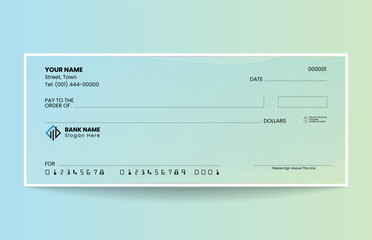 Blank check template, blank check, bank cheque design, vector format