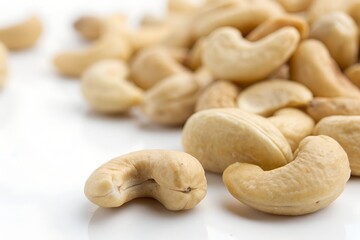 cashew nuts on white background