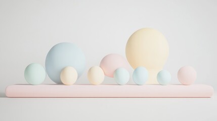 Fototapeta premium Pastel spheres balanced on a platform