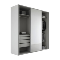 Fototapeta premium Sleek Modern Sliding Door Wardrobe with Mirrored Panels