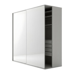 Sleek Minimalist Sliding Door Wardrobe with Open Shelving and Drawers