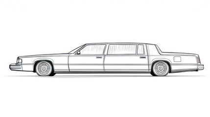 Classic Limousine Side Profile Sketch
