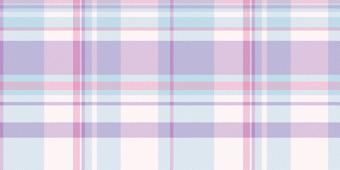 Pastel plaid pattern.  Delicate light blue, pink, and purple checks on a white background.  Perfect for textile design, fashion, or website backgrounds. Evokes feelings of serenity and femininity.