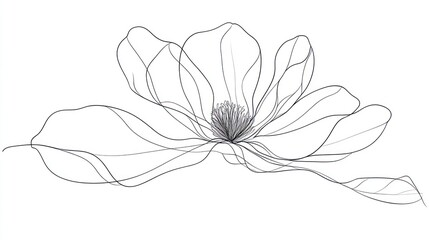 Elegant Line Art Magnolia Flower