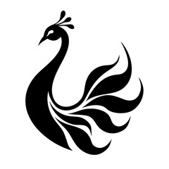 Fototapeta premium Peacock silhouette isolated on a white background.