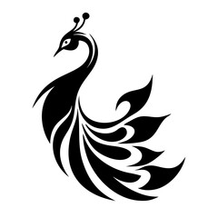 Peacock silhouette isolated on a white background.