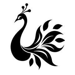 Peacock silhouette isolated on a white background.