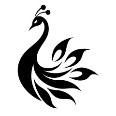 Fototapeta premium Peacock silhouette isolated on a white background.