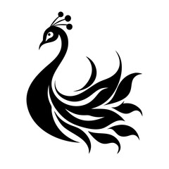 Peacock silhouette isolated on a white background.