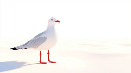 Obraz premium White Seagull on Snowy Shore
