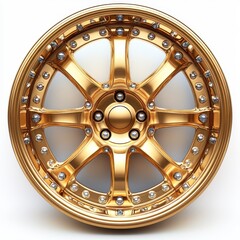 Obraz premium Gold Multi-Piece Wheel on White Background