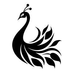 Peacock silhouette isolated on a white background.