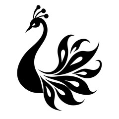 Peacock silhouette isolated on a white background.