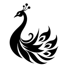 Peacock silhouette isolated on a white background.