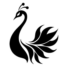 Peacock silhouette isolated on a white background.