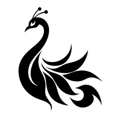 Peacock silhouette isolated on a white background.