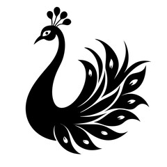Peacock silhouette isolated on a white background.