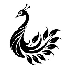 Obraz premium Peacock silhouette isolated on a white background.