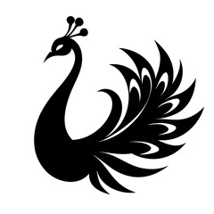 Fototapeta premium Peacock silhouette isolated on a white background.