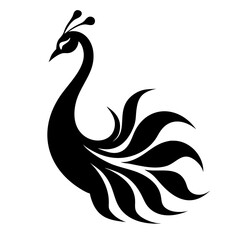 Fototapeta premium Peacock silhouette isolated on a white background.