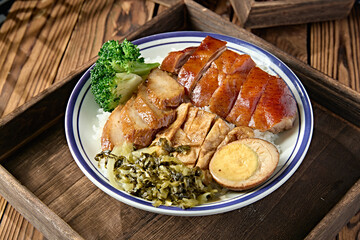 Cantonese-style barbecued pork and roast goose rice