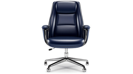 A blue leather office chair with a black back and a black seat