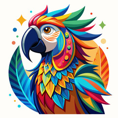 Colorful Macaw Parrot Bird Vector Logo Illustration  © HridoyAhmed