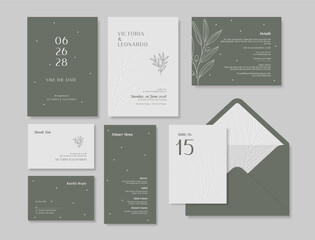 Simple and minimalist wedding stationery template. trendy modern wedding invitation template. beautiful wedding card template