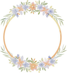 Obraz premium Pastel Floral Wreath Frame Spring Botanical Circle Design