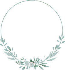Elegant Circular Floral Frame, Greenery Wreath, Wedding Invitation Design