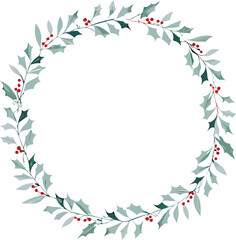 Elegant Christmas Holly Wreath Design, Festive Winter Decoration