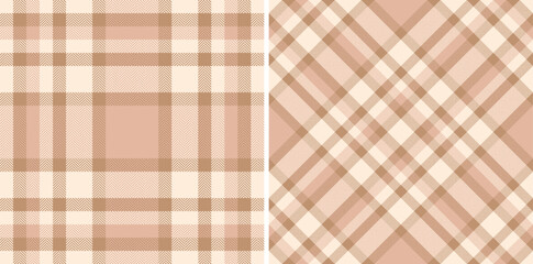 Elegant blush pink and beige plaid patterns, perfect for fashion, home decor, or branding projects. Two distinct yet harmoniously coordinated designs offer versatility.