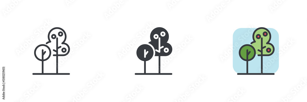 Aufkleber apple trees different style icon set