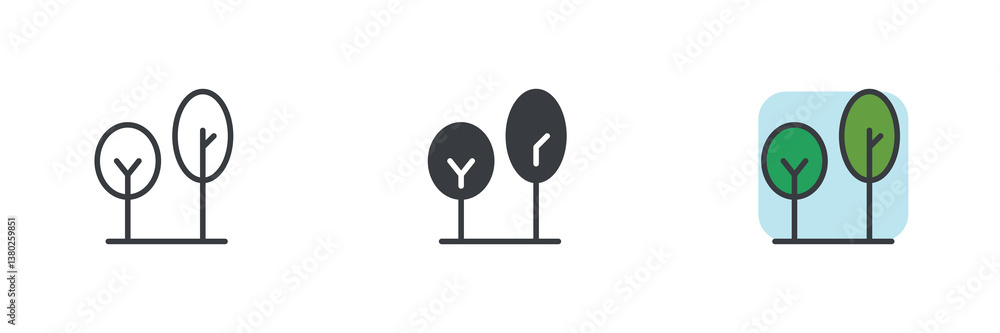 Aufkleber two trees different style icon set