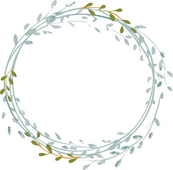 Elegant Floral Wreath Frame, Green Botanical Design, Spring Summer