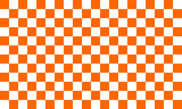 orange and white checkered tablecloth, yellow square block pattern checkerboard style, replete image design for fabric printing