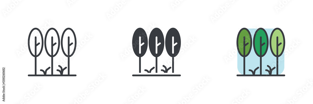 Aufkleber the trees and grass different style icon set