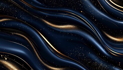 Navy blue liquid marble effect with gold powder highlights creating a high end luxurious wallpaper aesthetic photo . Opulent blue marble design.
