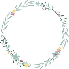 Fototapeta premium Elegant Floral Wreath Frame, Spring Botanical Design, Wedding Invitation
