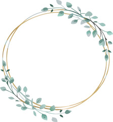 Obraz premium Elegant Gold Floral Wreath Frame Design with Greenery