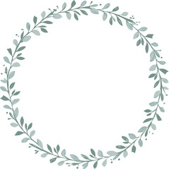Obraz premium Elegant Greenery Wreath Frame, Botanical Circle Design, Floral Border