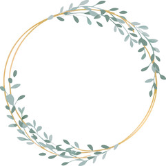 Fototapeta premium Elegant Gold Circle Floral Wreath Frame Design Element