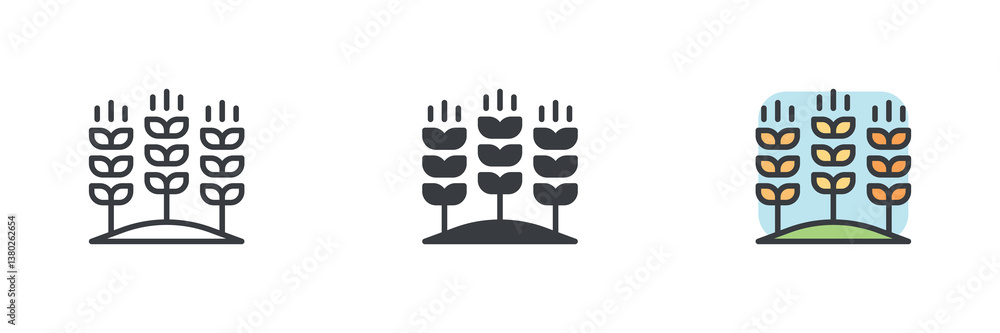 Aufkleber field of wheat or grain different style icon set