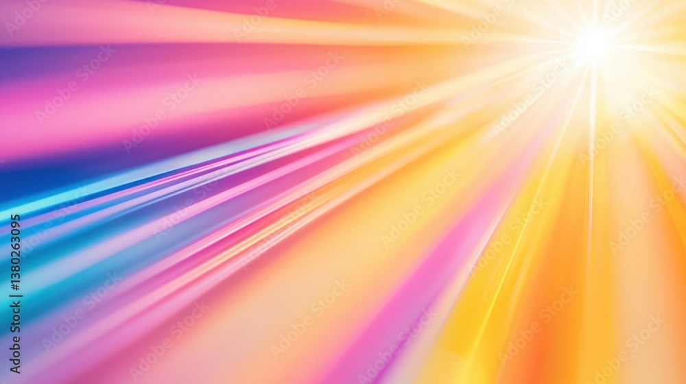 Poster a vibrant burst of colors radiates from a bright light source, creating a dynamic and energetic abst