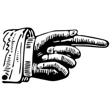 Hand pointer engraving icon