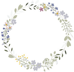 Fototapeta premium Elegant Floral Wreath Frame Delicate Spring Blossoms Circle