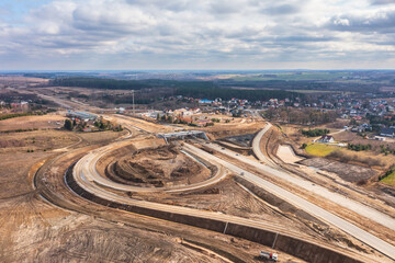 Construction of the new Tricity Metropolitan ring road in Pomerania. Poland